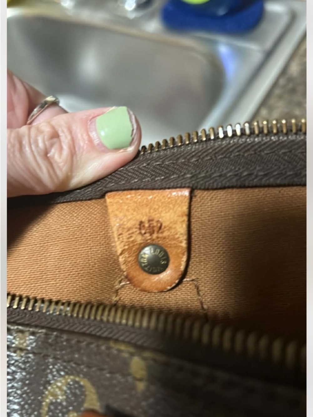 Louis Vuitton Brown Monogram Satchel with Black & Cream Scarf and Gold Chain - Picture 4 of 4
